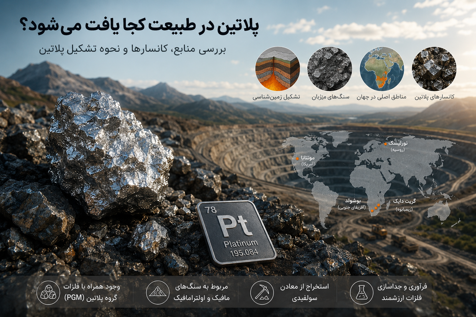 پلاتین در طبیعت کجا یافت می‌شود